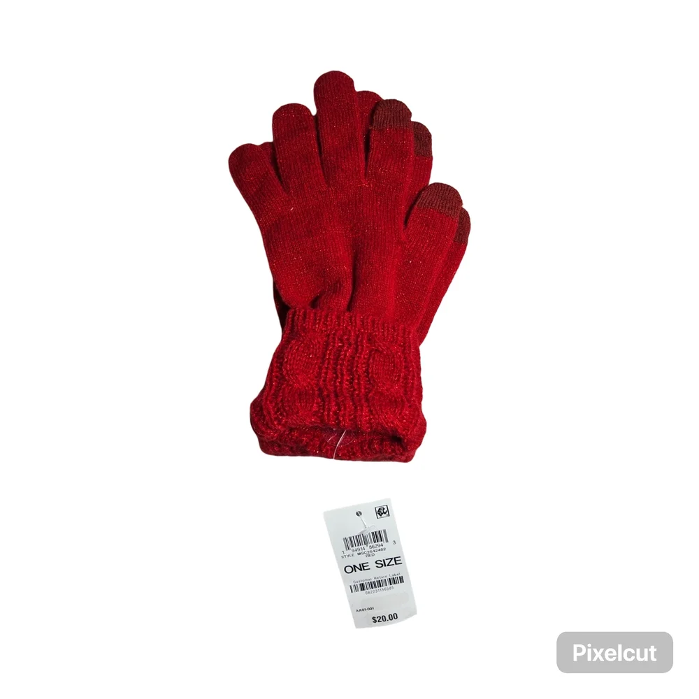 NWT Customer Return Style & Co. Red Beznie Hat and Gloves